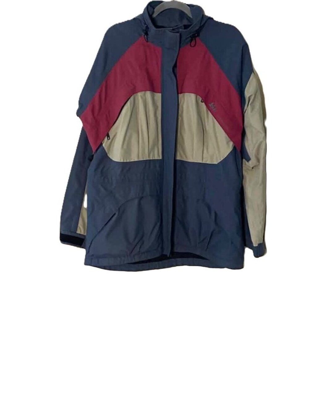 Vintage REI Women's Medium Colorblock Hooded Rain Jacket Windbreaker 1999